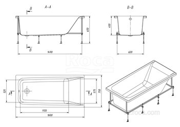 Акриловая ванна Roca Elba 160х75 прямоугольная белая 248619000