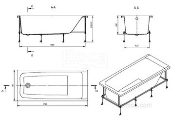 Акриловая ванна Roca Elba 170х75 прямоугольная белая 248507000