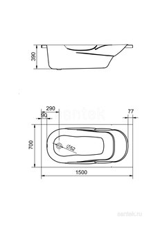 Акриловая ванна Santek Касабланка М 150х70 прямоугольная белая 1WH501530