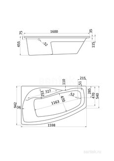 Акриловая ванна Santek Майорка XL 160х95 L асимметричная белая 1WH111991