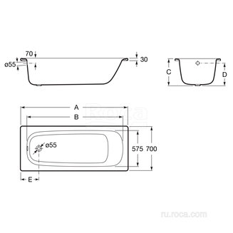 Ванна Roca Contesa 160x70 2,4мм 23596000O