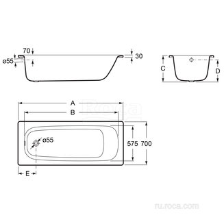 Ванна Roca Contesa 100x70 2,4мм 212D07001