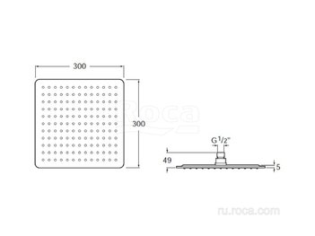 Душевая насадка Roca Raindream 300x300 нержавеющая сталь 5B2750C00