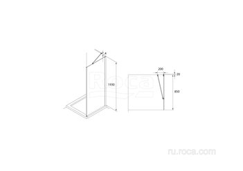 Душевое ограждение Roca Roca Capital Боковая часть 900X1950, прозрачное стекло, хром M4409012M