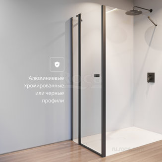 Душевое ограждение Roca Roca Capital Дверь распашная 1000X1950, с фиксированной частью, прозрачное стекло, черный M4610016M
