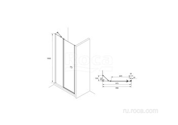 Душевое ограждение Roca Roca Capital Дверь распашная 1000X1950, с фиксированной частью, прозрачное стекло, черный M4610016M