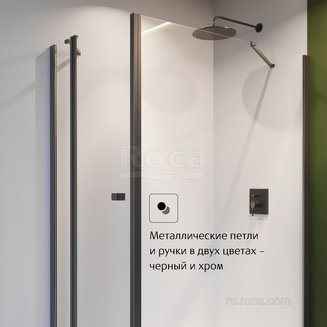 Душевое ограждение Roca Roca Capital Дверь распашная 1000X1950, с фиксированной частью, прозрачное стекло, черный M4610016M