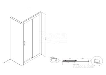 Душевое ограждение Roca Town-N Дверь раздвижная L2-E 1200х1950 мм, прозрачное стекло, хром MP2812012M