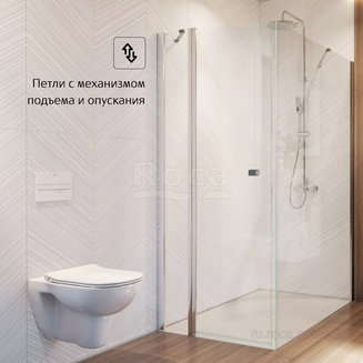 Душевое ограждение Roca Roca Capital Дверь распашная 900X1950, прозрачное стекло, хром M4709012M