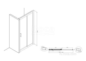 Душевое ограждение Roca Town-N Дверь раздвижная L2-E 1400X1950 мм, прозрачное стекло, хром MP2814012M