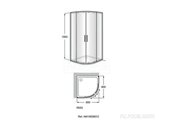 Полукруглое душевое ограждение Roca Victoria MR 80X80X195 2 двери слайд +2 фиксированных панели R550 M19008012