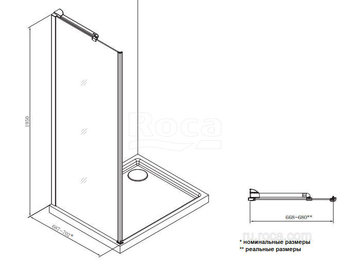 Душевое ограждение Roca Metropolis Боковая часть 700X1950 мм, прозрачное стекло, профиль хром MP3507012M