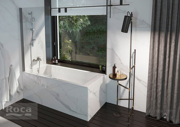 Душевое ограждение Roca Roca Capital Шторка для ванны распашная 850X1400, прозрачное стекло, хром M4008512M