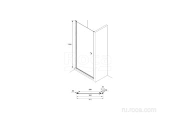 Душевое ограждение Roca Roca Capital Дверь распашная 900X1950, прозрачное стекло, черный M4710016M
