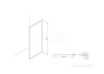 Душевое ограждение Roca Town-N Боковая часть LF 800х1950 мм, прозрачное стекло, хром MP2308012M