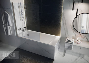 Душевое ограждение Roca Roca Capital Шторка для ванны складная 1150X1400, прозрачное стекло, хром M4111512M