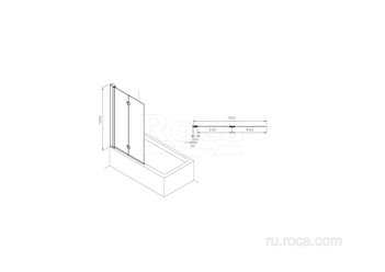 Душевое ограждение Roca Roca Capital Шторка для ванны складная 1150X1400, прозрачное стекло, хром M4111512M