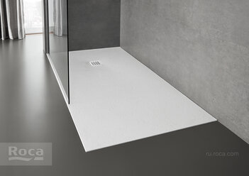 Душевой поддон из материала Stonex® Roca Terran 1200x700 белый, с сифоном и решеткой, AP1014B02BC01100