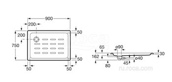 Душевой поддон Roca Easy 900х750 белый, с сифоном 276087000