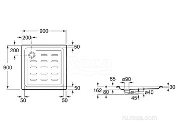 Душевой поддон Roca Easy 900х900 белый, с сифоном 276081000