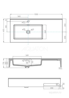 Раковина AQUATON Квадро Про 100 левая 1A733331QA01L