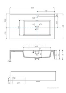 Раковина AQUATON Квадро Про 80 правая 1A734331QA01R