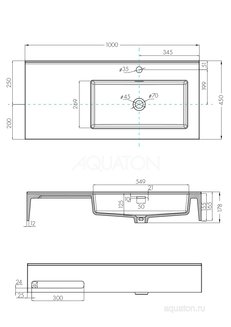 Раковина AQUATON Квадро Про 100 правая 1A733231QA01R