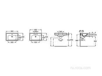 Раковина Roca Carmen подвесная 80х50, 1 отверстие для смесителя, черный 3270A0560
