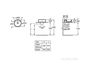 Раковина Roca The Gap 40х37 1 отверстие 3270MK000