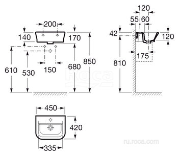 Раковина Roca The Gap 45x42 327477000