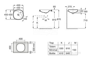 Раковина Roca Beyond 43х43 белый 3270B7000