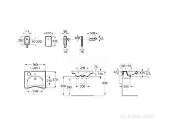 Раковина Roca Meridian 70х57, 1 отверстие, для людей с огр. возможностями 32724H000