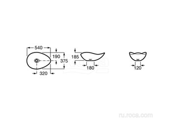Раковина Roca Ruy Ohtake накладная 540х375 белый матовый 327A13620