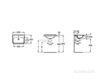 Раковина Roca Carmen накладная 60х45, 1 отверстие для смесителя, черный 3270A5560