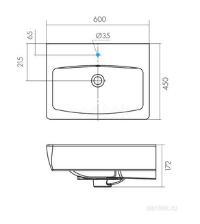 Раковина Santek Нео 60 отверстие под смеситель 1WH302186