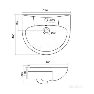 Раковина Santek Антик 55 отверстие под смеситель 1WH110186
