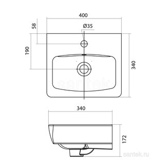 Раковина Santek Нео 40 отверстие под смеситель 1WH302183