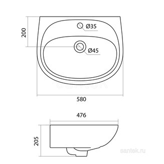 Раковина Santek Анимо 60 отверстие под смеситель 1WH110508