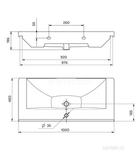 Раковина Santek Миранда 100 отверстие под смеситель 1WH302249