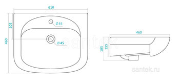 Раковина Santek Стелла 60 отверстие под смеситель 1WH112450
