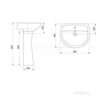 Раковина Santeri Версия с переливом салатовый 131115S0411B0
