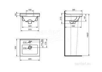 Раковина Santeri Визит 40 с переливом 1.3117.7.S00.11B.0