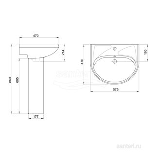 Раковина Santeri Вест с переливом голубой 131118S0611B0