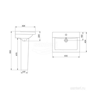 Раковина Santeri Орион с переливом белый 131108S0011B0