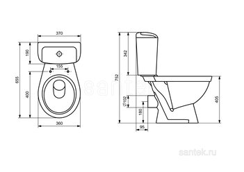 Унитаз-компакт Santek Паллада с горизонтальным выпуском 1WH302371