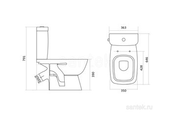 Унитаз-компакт Santek Нео Лайт с диагональным выпуском 1WH302471