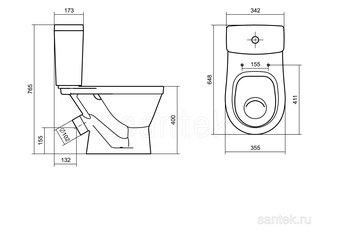 Унитаз-компакт Santek Уно с диагональным выпуском 1WH501613