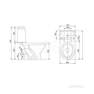 Унитаз-компакт Santeri Соната крап на белом 1.P201.2.S01.00B.F