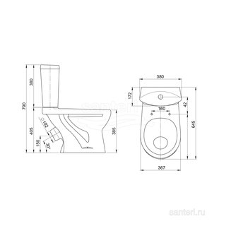 Унитаз-компакт Santeri Ультра крап на белом 1.P401.3.S01.00B.F