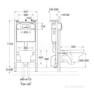 ПЭК Roca Dama Senso 893104090 подвесная чаша + инсталляция + сиденье + панель смыва